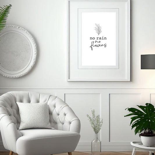 No Rain No Flowers Minimal Wall Art