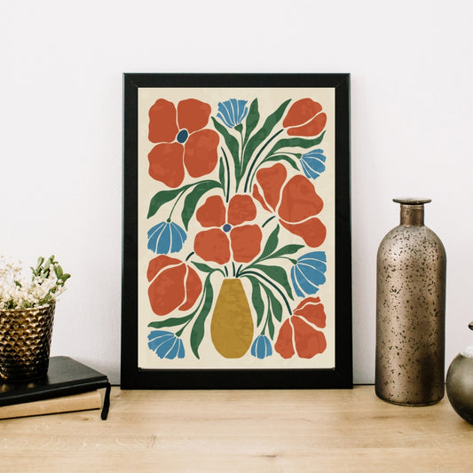 Vintage Flowers Abstract Botanical Art Floral Print Home Decor