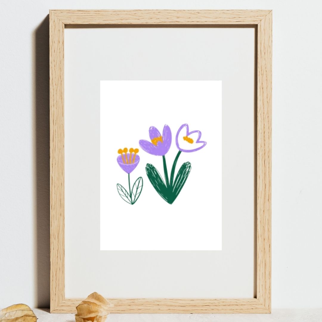Flowers Minimal Wall Art - Digital Print