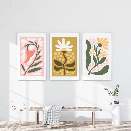 Botanical Wall Art Set of 3 Prints - Digital Print