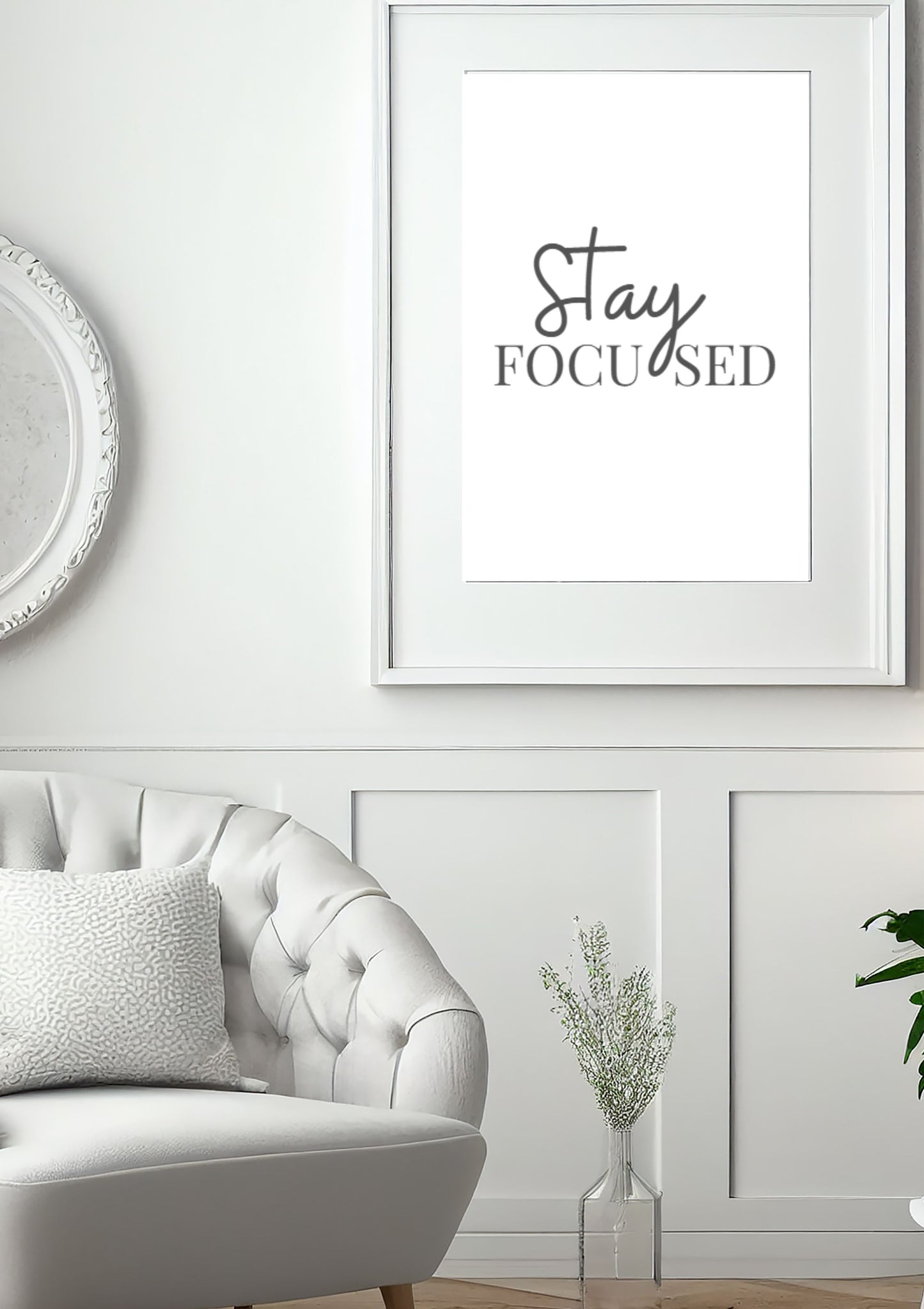 Minimalist Wall Art Printable, Stay Focused Quote, Modern Home Decor