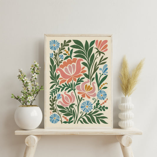 Vintage Flowers  Abstract Botanical Art Floral Print Home Decor