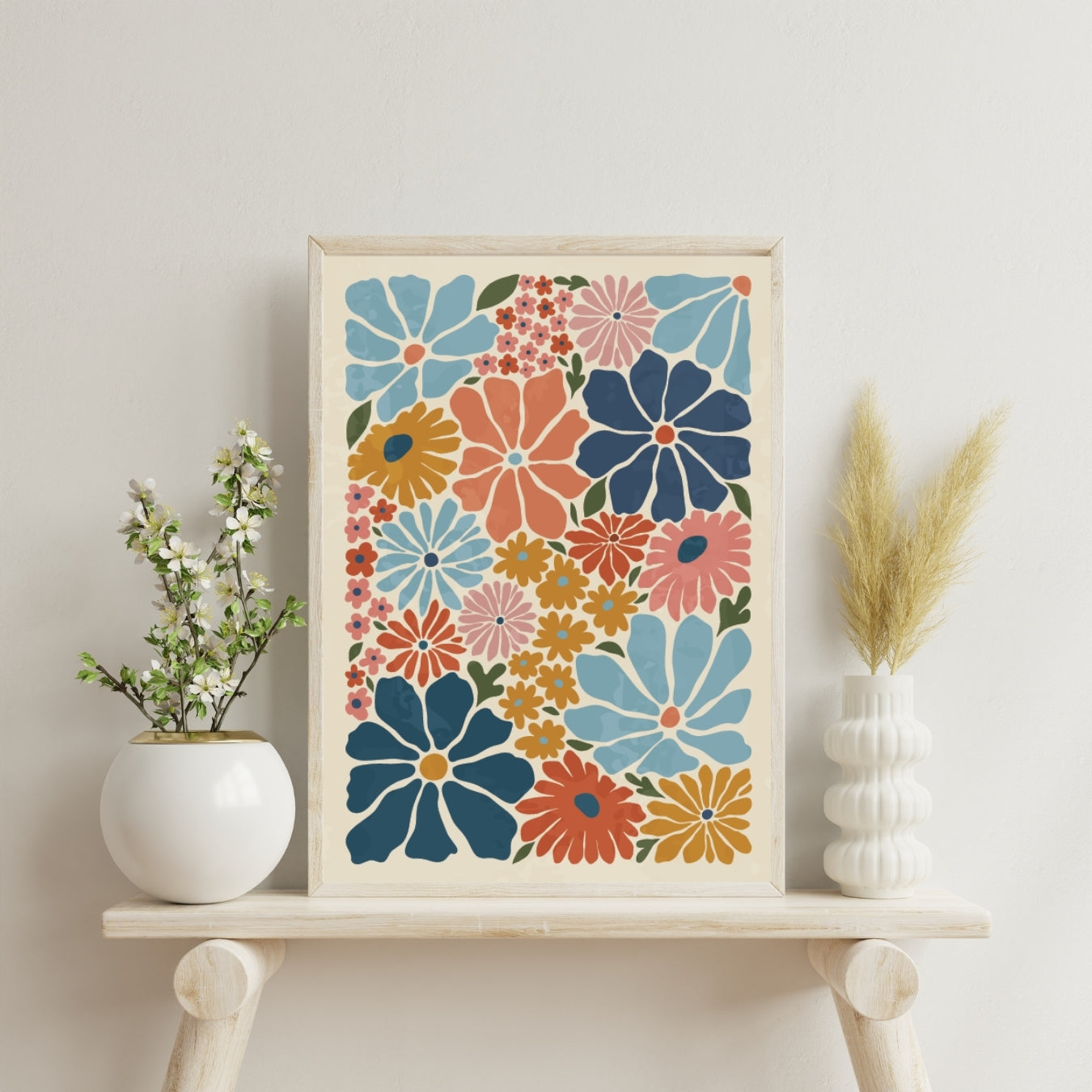 Vintage Flowers  Abstract Botanical Art Floral Print Home Decor