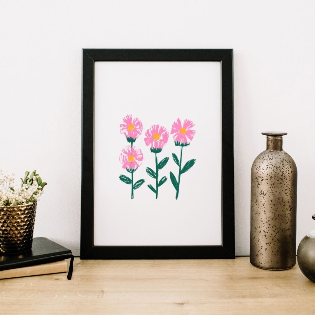 Flowers Minimal Wall Art - Digital Print