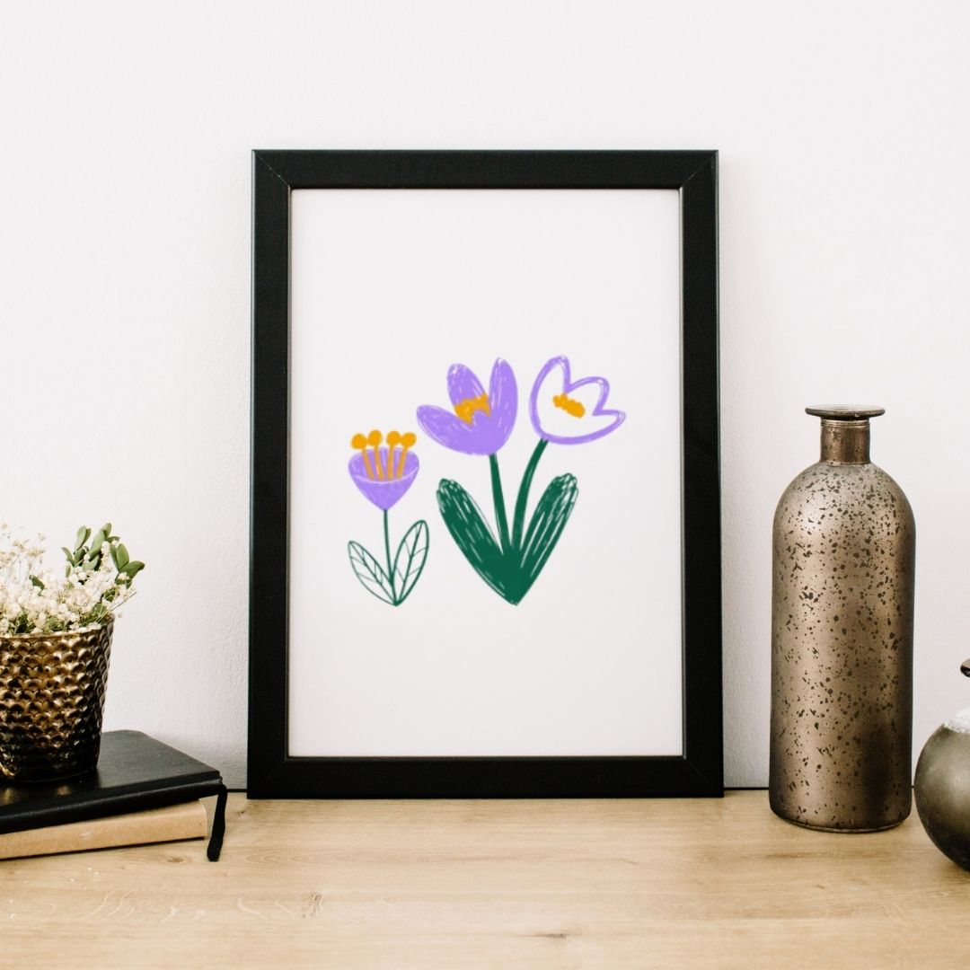 Flowers Minimal Wall Art - Digital Print