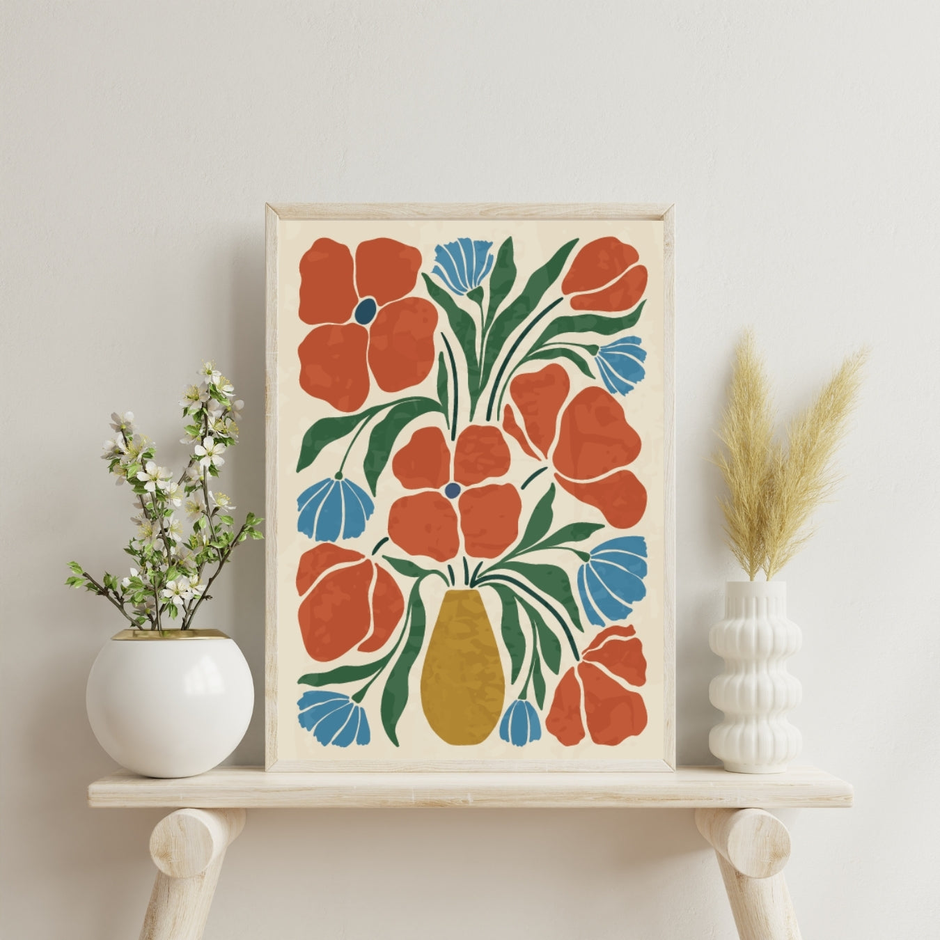 Vintage Flowers  Abstract Botanical Art Floral Print Home Decor