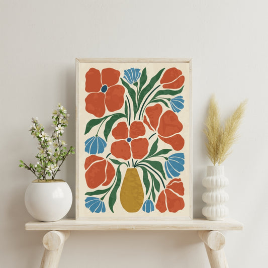 Vintage Flowers  Abstract Botanical Art Floral Print Home Decor