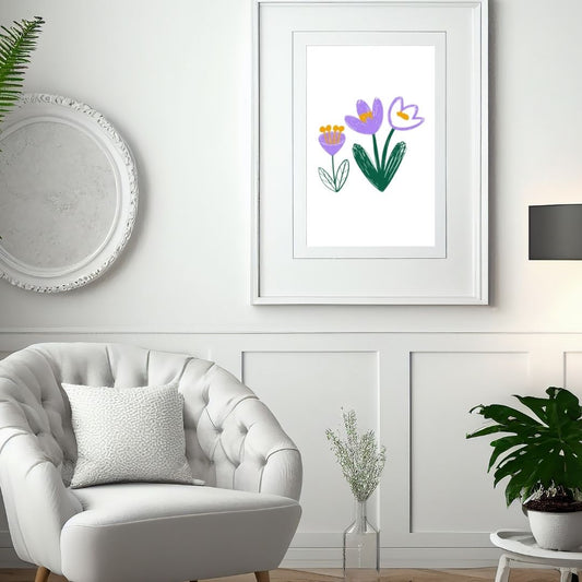 Flowers Minimal Wall Art - Digital Print