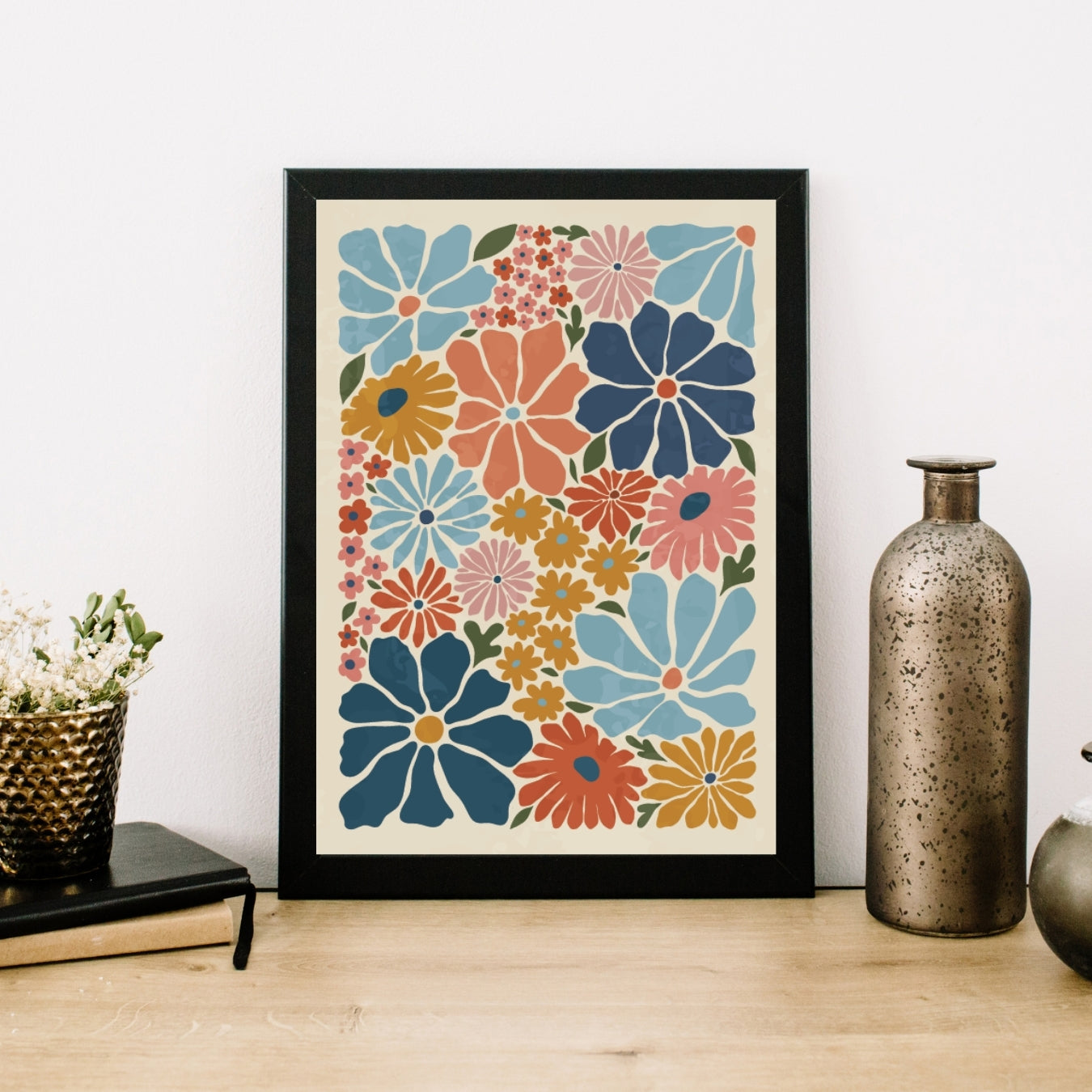 Vintage Flowers  Abstract Botanical Art Floral Print Home Decor