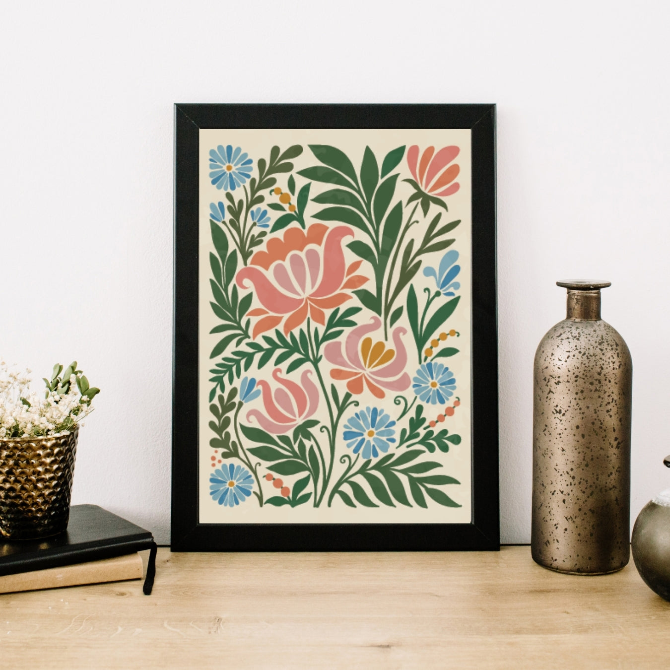 Vintage Flowers  Abstract Botanical Art Floral Print Home Decor
