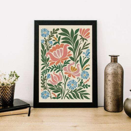 Vintage Flowers  Abstract Botanical Art Floral Print Home Decor