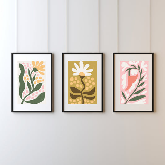 Botanical Wall Art Set of 3 Prints - Digital Print