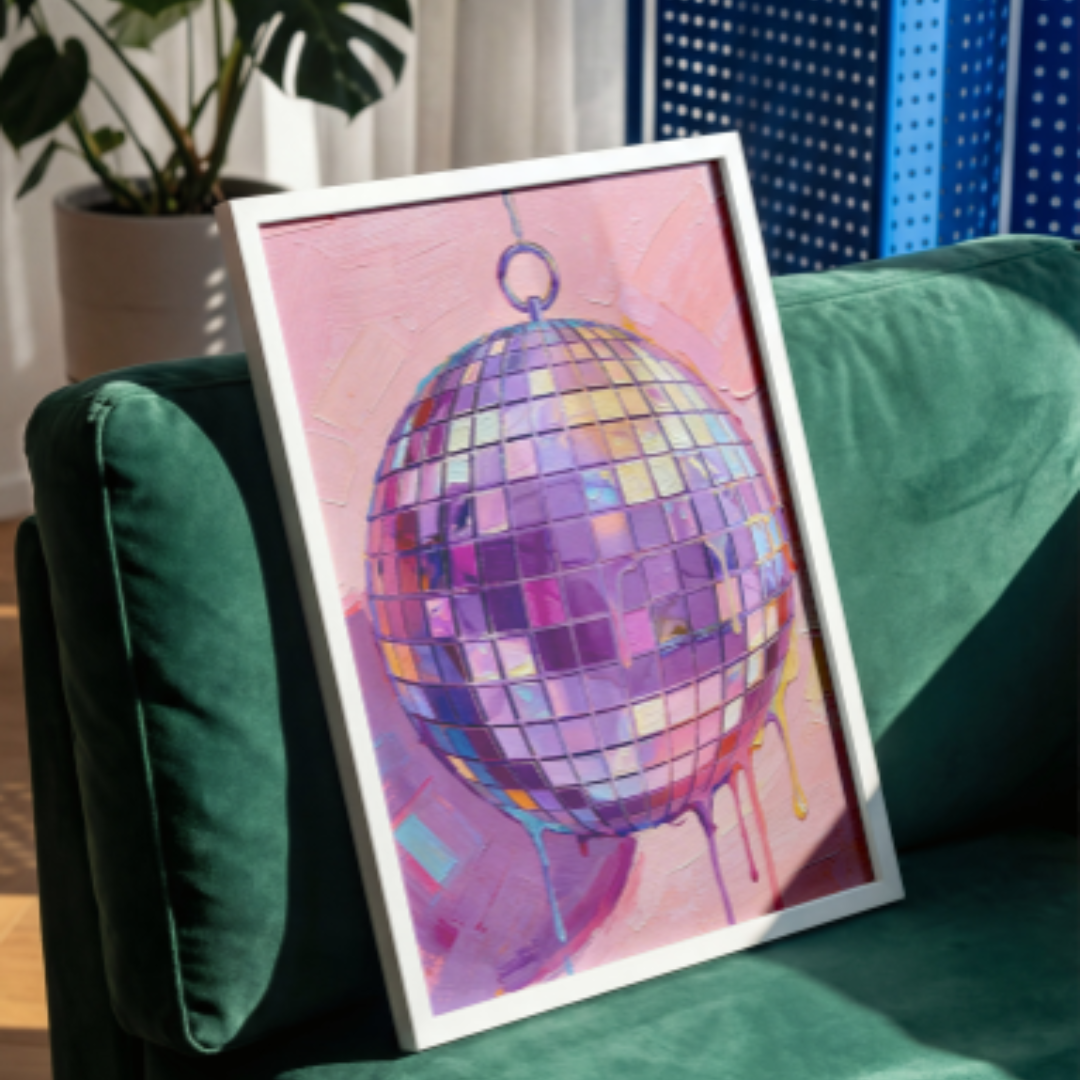 Hand Drawn Disco Ball Painting Printable Art For Home Decor Pink Disco Ball Aesthetic Art - Digital Print