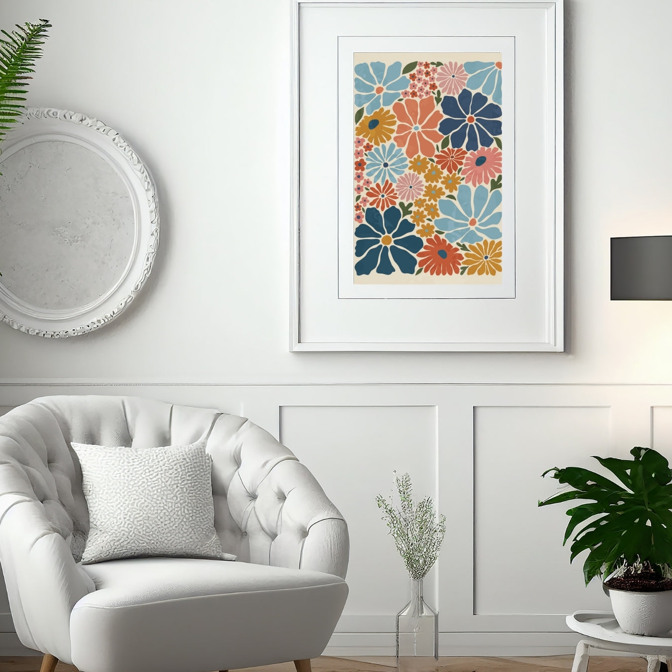 Vintage Flowers  Abstract Botanical Art Floral Print Home Decor
