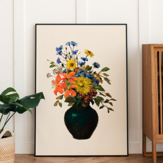 Flower Vase Art Print, Dopamine Decor Still Life Floral Poster, Girly Coquette Wall Art Decor- Digital Print