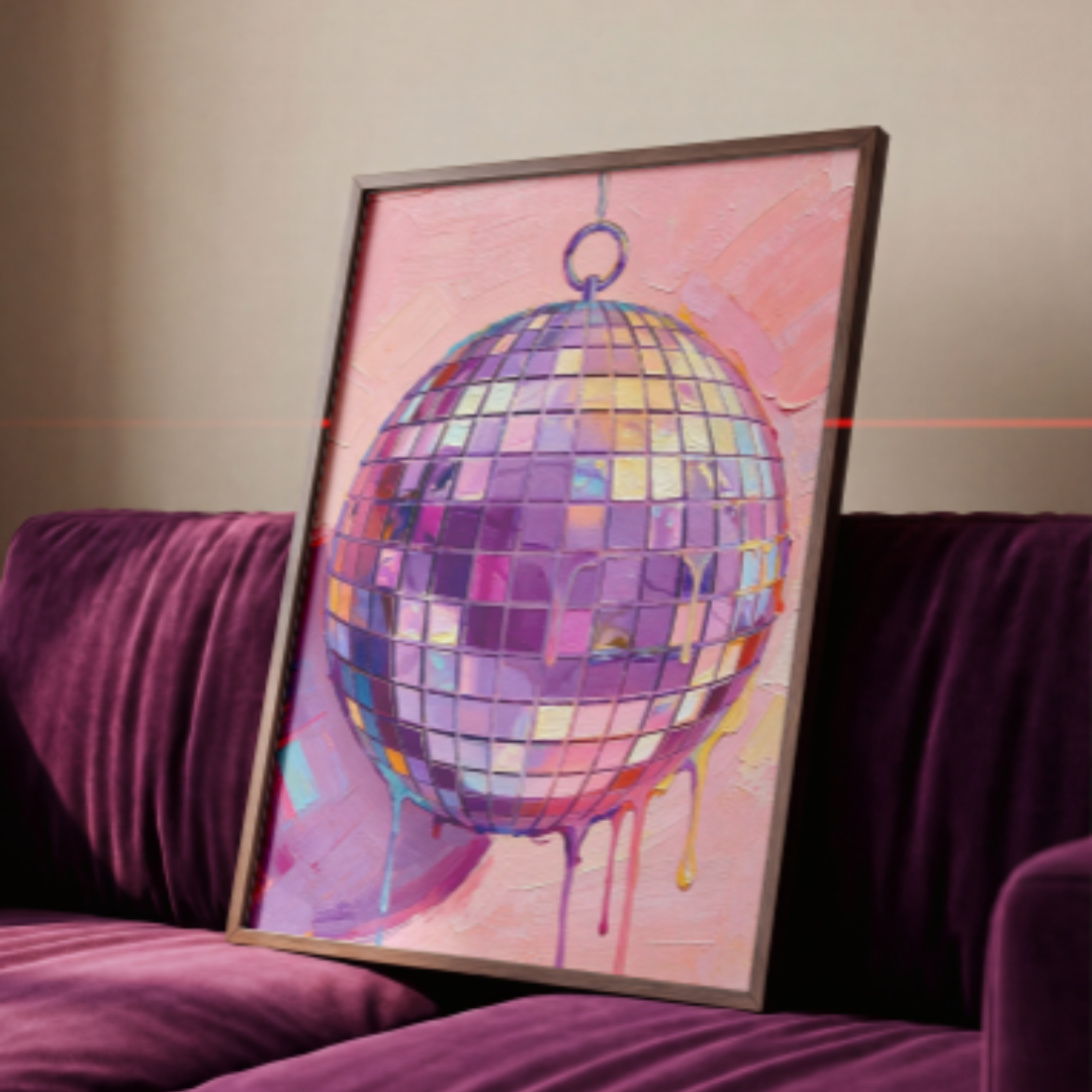 Hand Drawn Disco Ball Painting Printable Art For Home Decor Pink Disco Ball Aesthetic Art - Digital Print