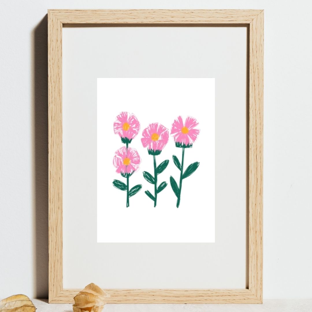 Flowers Minimal Wall Art - Digital Print