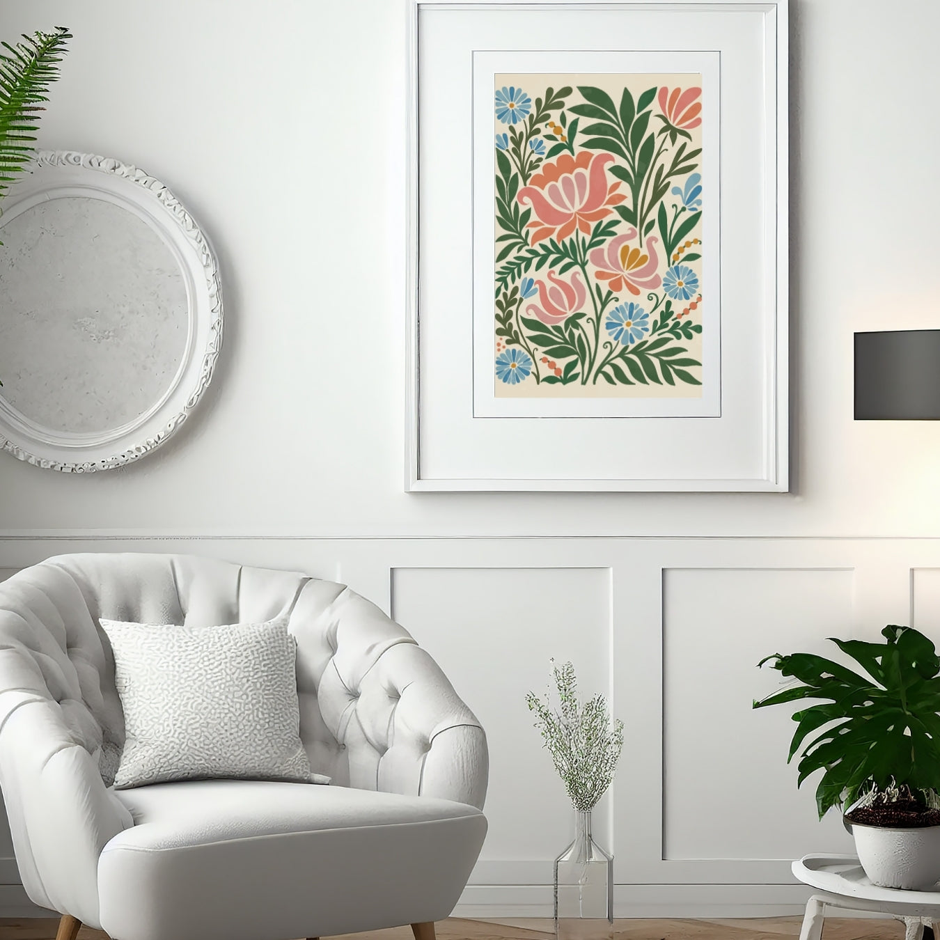 Vintage Flowers  Abstract Botanical Art Floral Print Home Decor