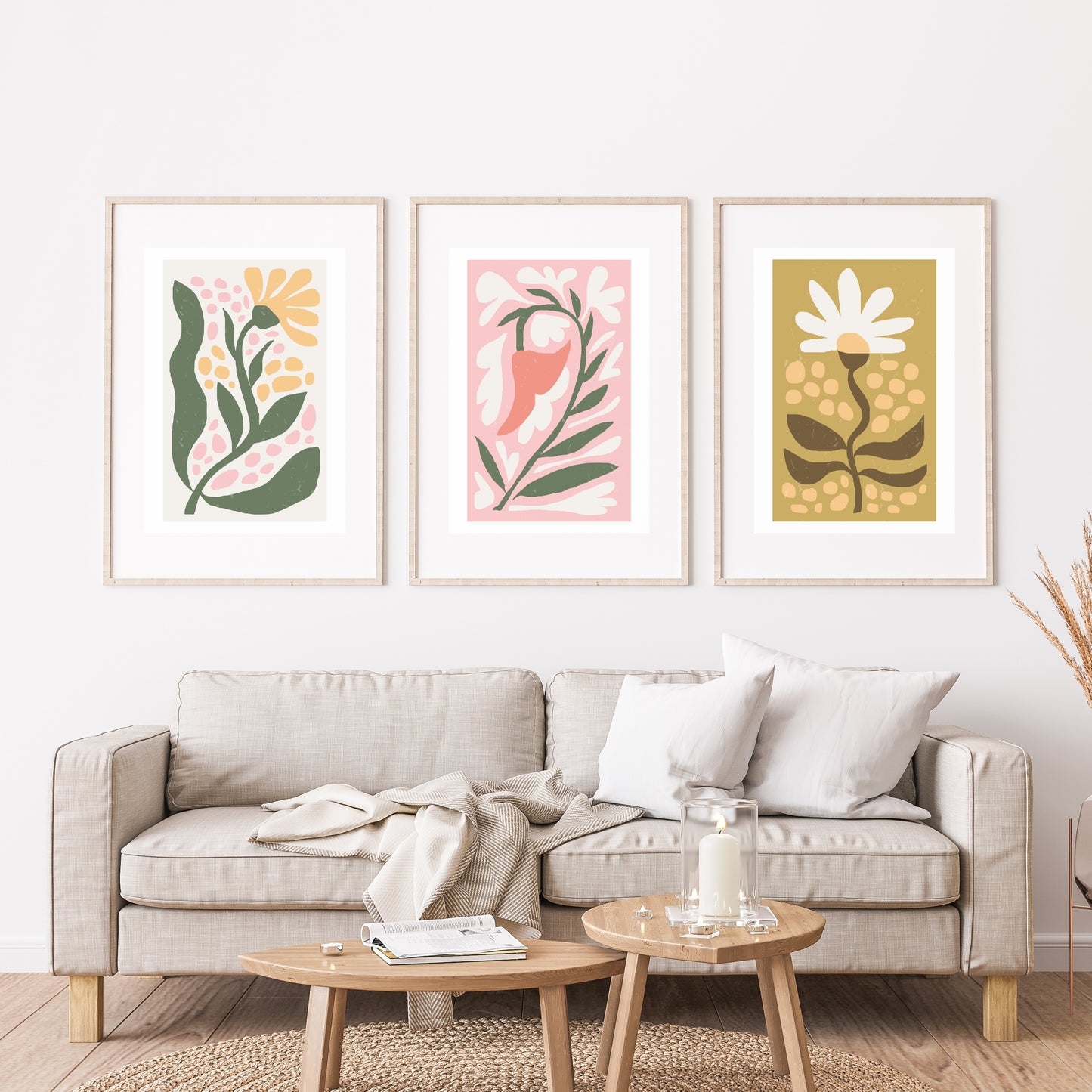 Botanical Wall Art Set of 3 Prints - Digital Print