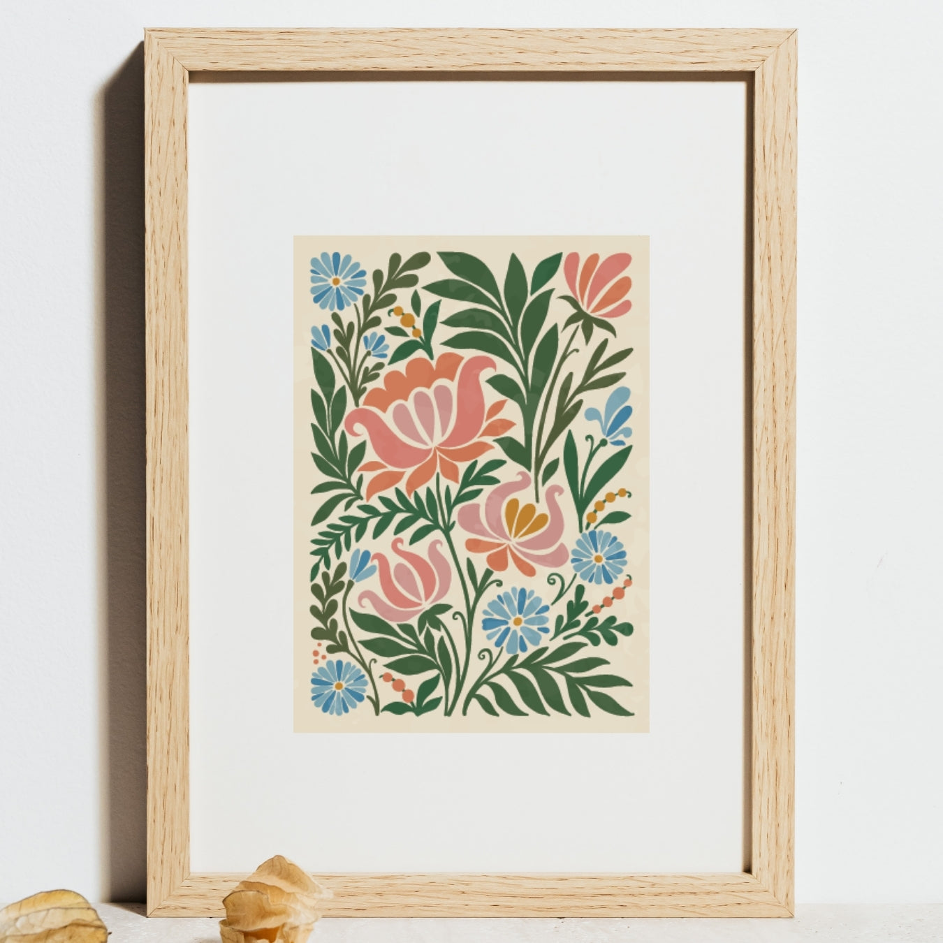 Vintage Flowers  Abstract Botanical Art Floral Print Home Decor
