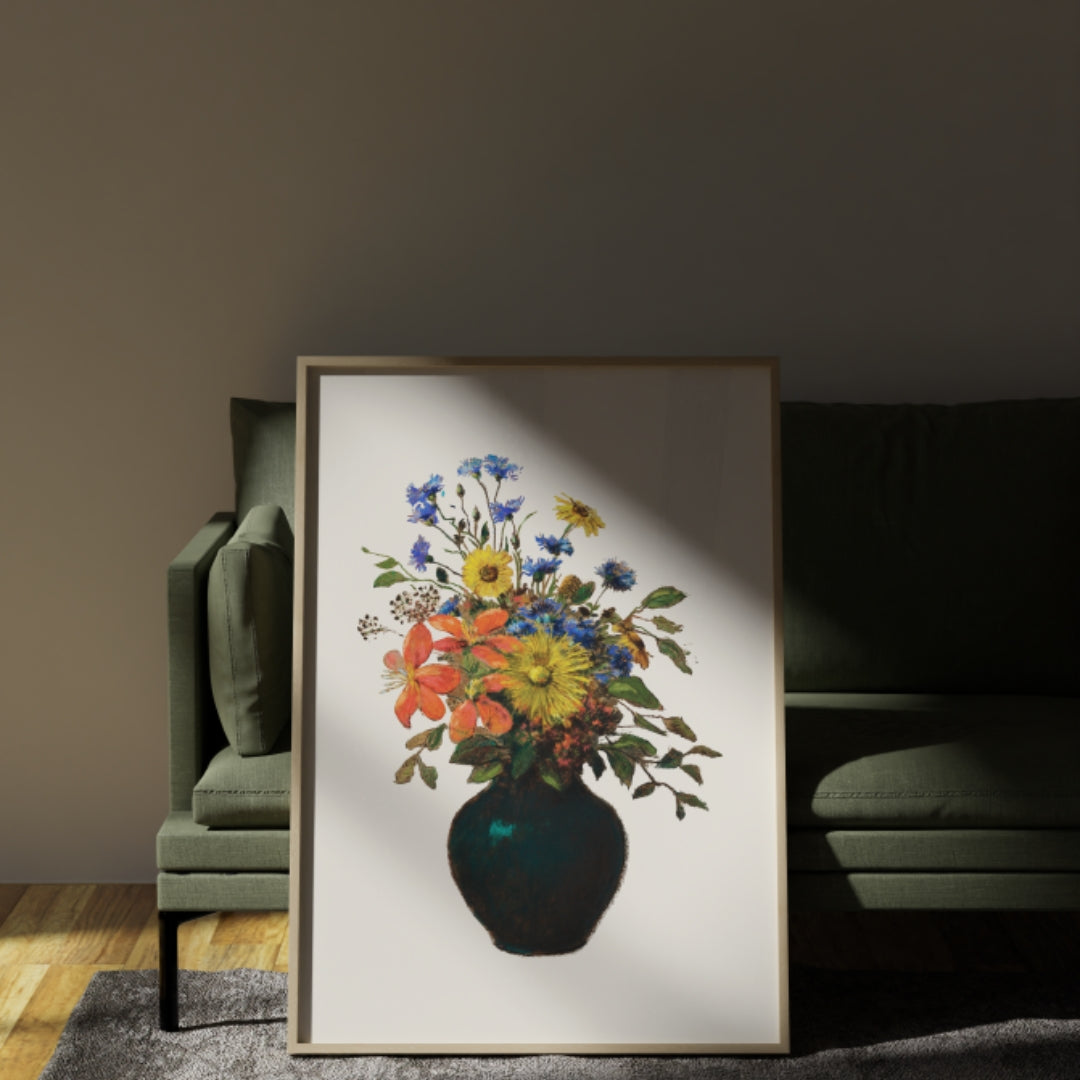 Flower Vase Art Print, Dopamine Decor Still Life Floral Poster, Girly Coquette Wall Art Decor- Digital Print