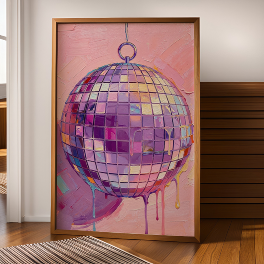 Hand Drawn Disco Ball Painting Printable Art For Home Decor Pink Disco Ball Aesthetic Art - Digital Print