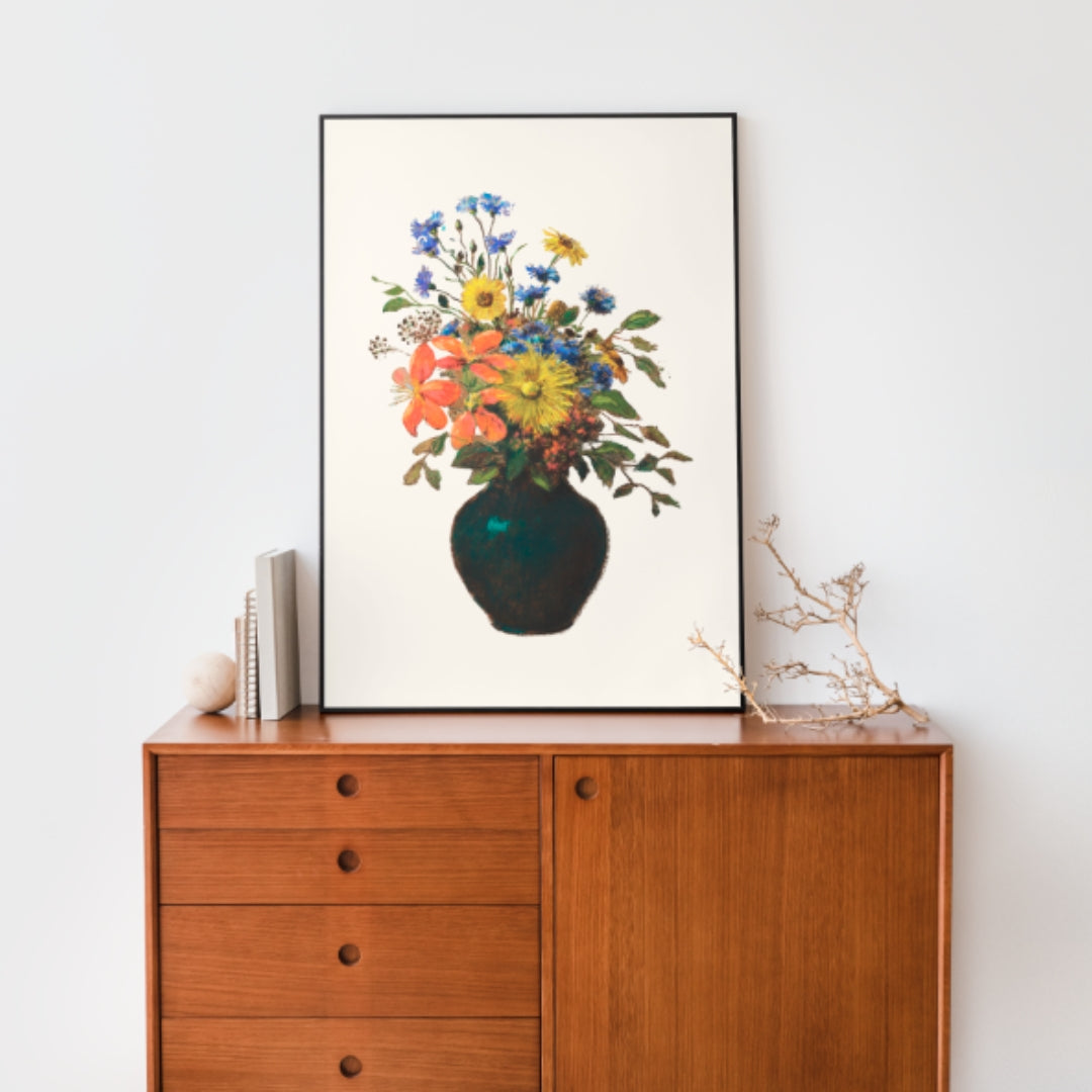 Flower Vase Art Print, Dopamine Decor Still Life Floral Poster, Girly Coquette Wall Art Decor- Digital Print
