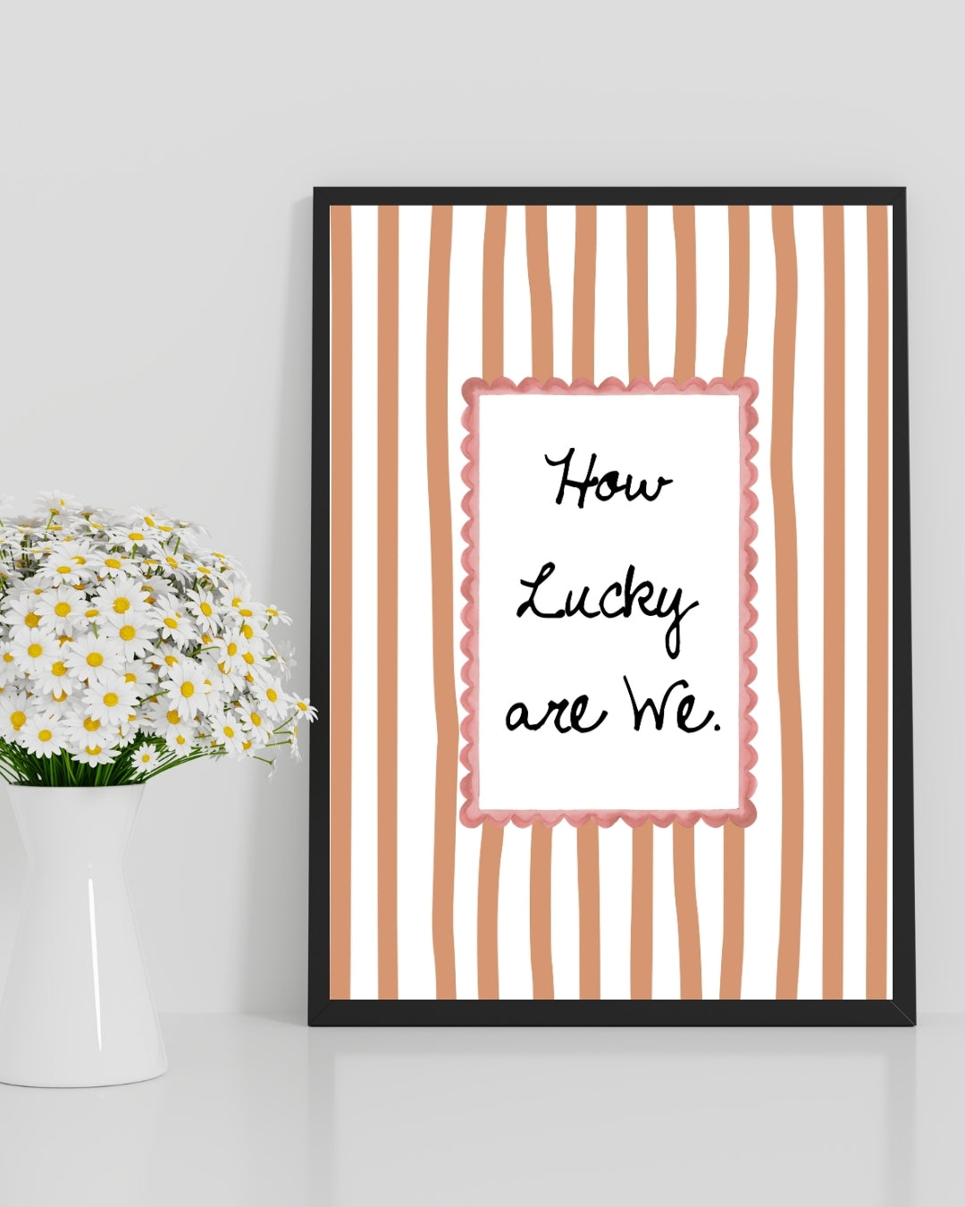 How Lucky Are We Print Striped Quote Wall Art Printable - Digital Print