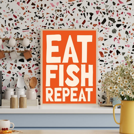 Colorful Fish Wall Art Prints, SET OF 3, Seafood Wall Decor - Digital Print