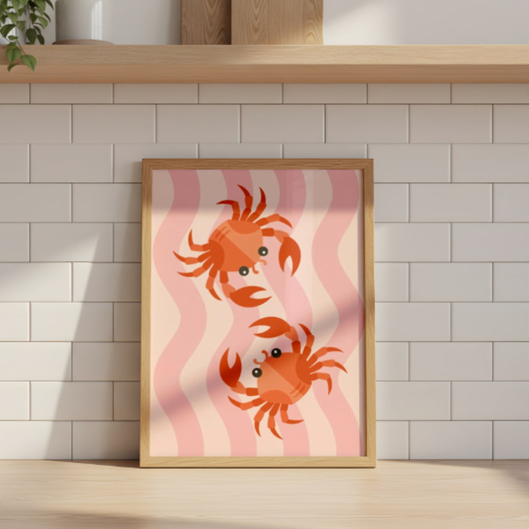 Sea Foot Art Prints, SET OF 4, Seafood Wall Decor, Sardines Print, Dopamine Decor - Digital Print