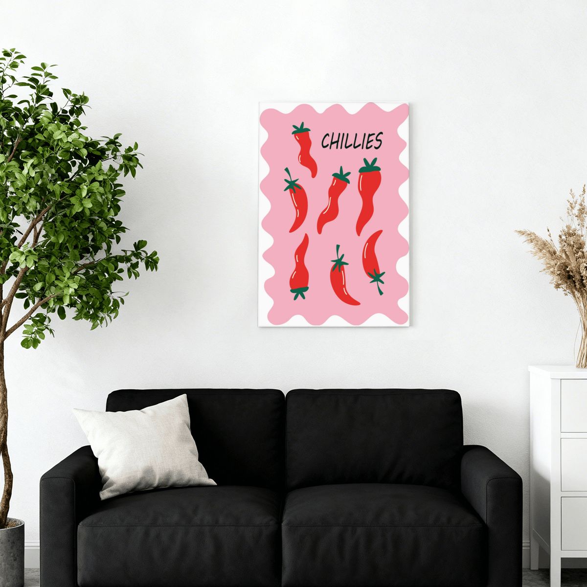 Set of abstract food posters with flowers in a vase lemon fruit - Digital Print