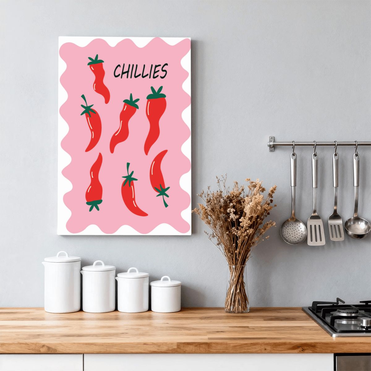 Set of abstract food posters with flowers in a vase lemon fruit - Digital Print